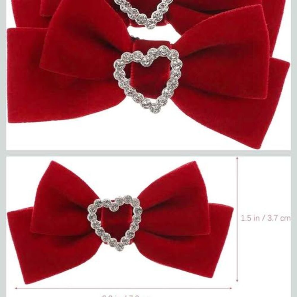 Bow Hair Clips with Hearts Valentine Day